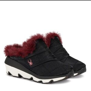 Spyder Blackberry Fur-Lined Slip-On Shoes slippers Sz 10 EUC Comfy Quilted outer